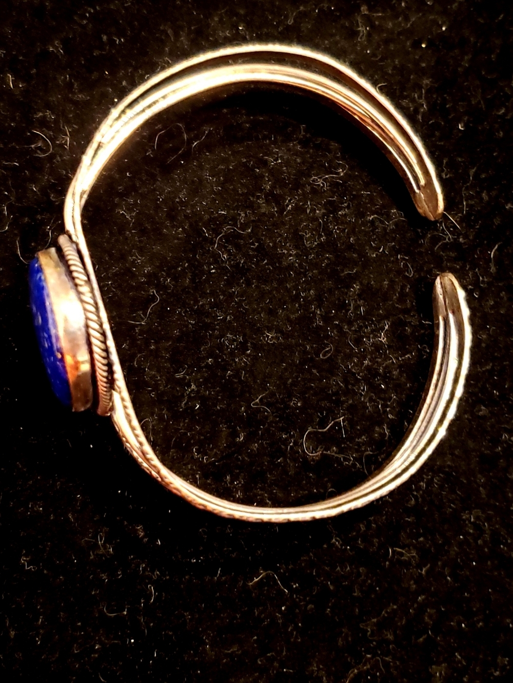 NEW Lapis Lazuli & 925 Stamped Silver Adjustable Cuff Bracelet. Boho Standout! - Picture 4 of 7
